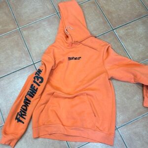 Friday the 13th sweatshirt orange small stains on front see attached photos